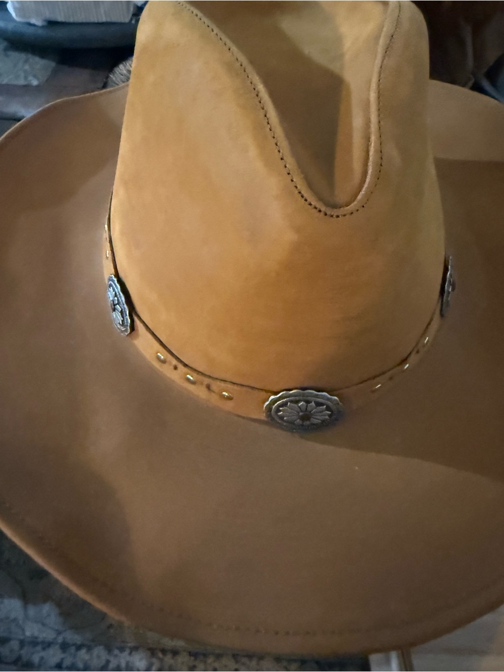 Stetson Tan Western Cowboy Hat with Concho Band
